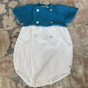 Pili Carrera baby girl boy one piece romper 3 months knit blue white